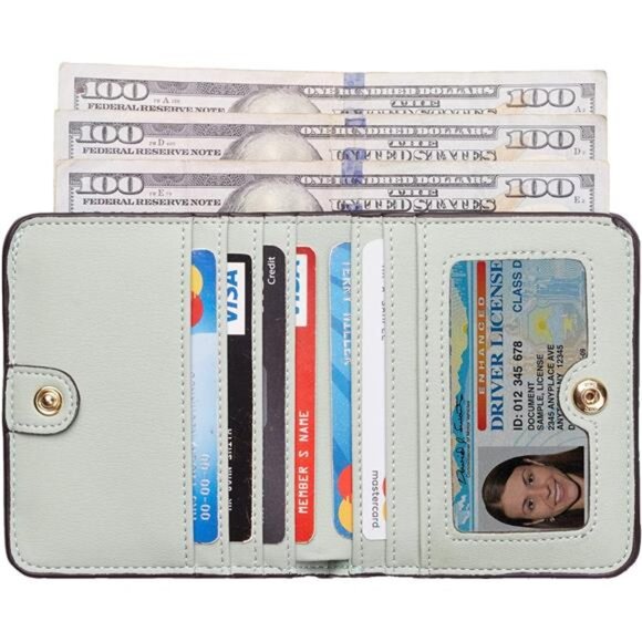 Wallet Women RFID Blocking Small Compact 05 ReNapa Green Light - Picture 2 of 6